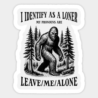 Bigfoot Introvert Funny Pronouns Sticker